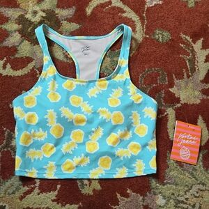 Kortni Jeane Pineapple Racerback Swim Top